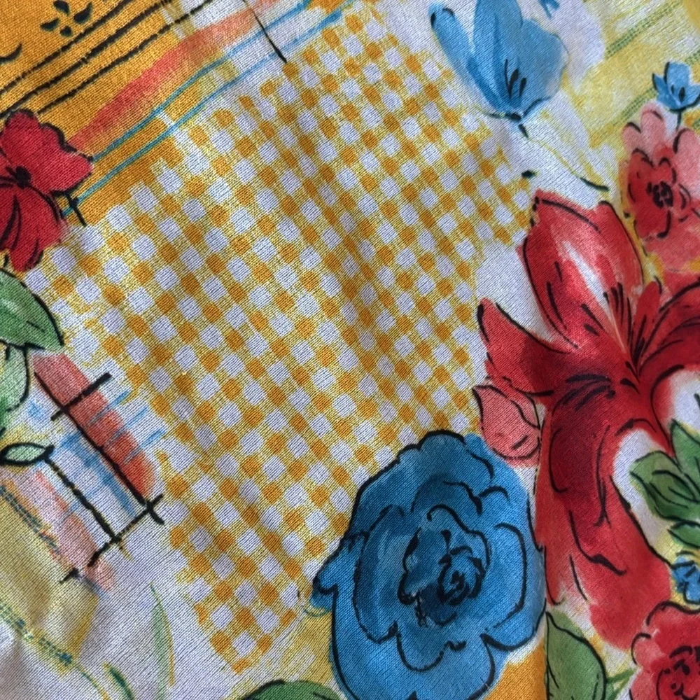 Vintage Chiffon Floral Scarf 56”x17”. Garden | Vibrant | Retro | Artistic EUC